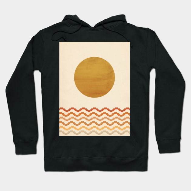 Abstract pixel sea and sun Hoodie by WhalesWay